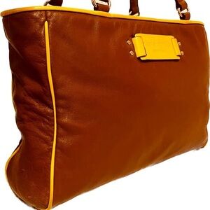 Kate Spade Shoulder Handbag in soft leather, fall tones with yellow/blue floral.